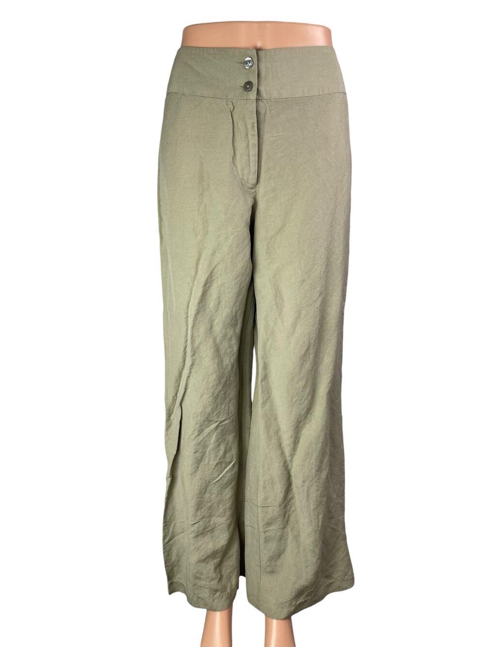 East 5th Women's Gray Linen High Waisted Palazzo Wide Leg Trousers Pants Size 10